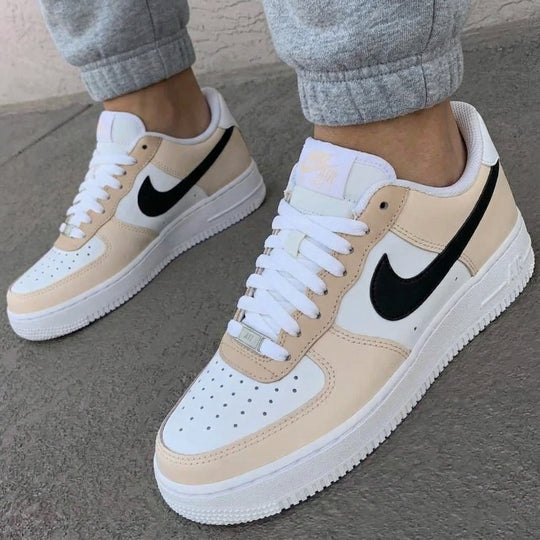 Custom Air Force 1 Beige Black Design