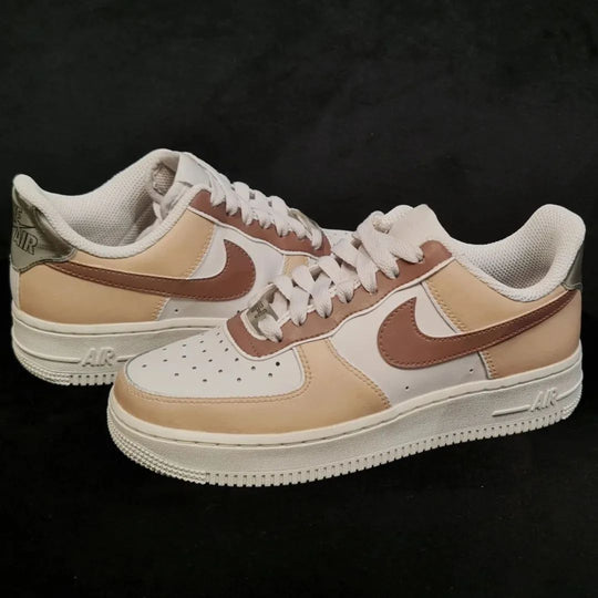 Custom Air Force 1 Beige Brown Design
