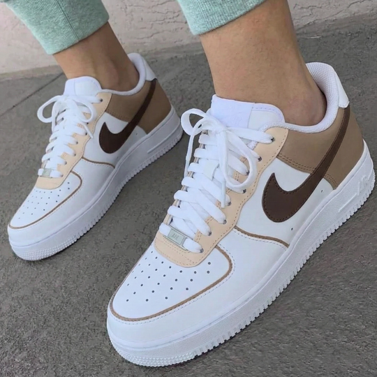 Custom Air Force 1 Beige Brown Design