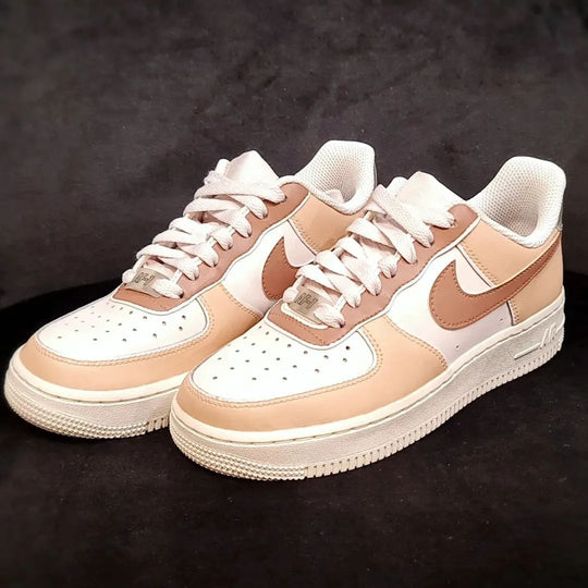 Custom Air Force 1 Beige Brown Design