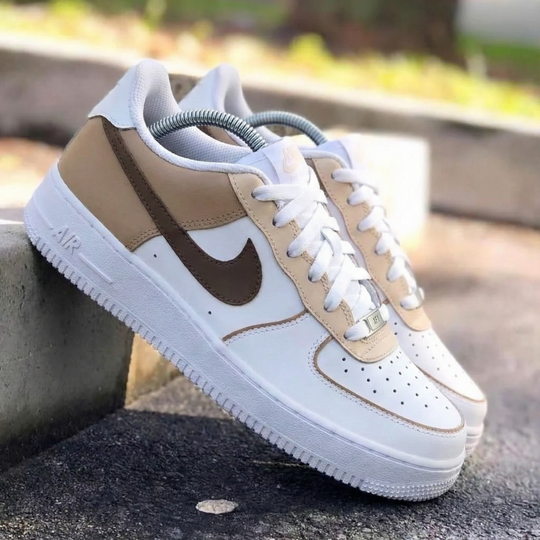 Custom Air Force 1 Beige Brown Design
