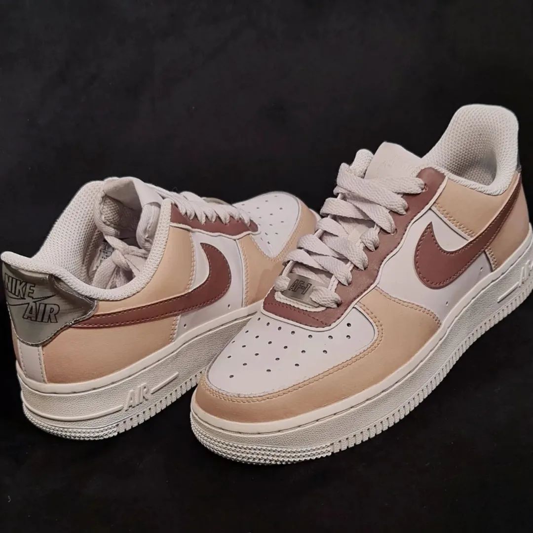 Custom Air Force 1 Beige Brown Design
