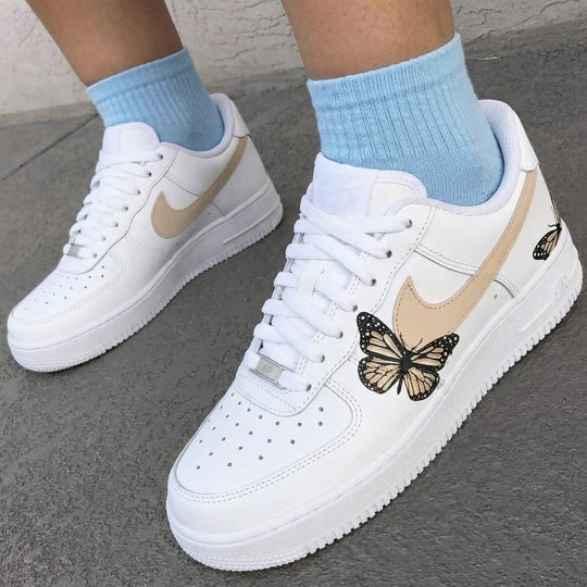 Custom Air Force 1 Beige Butterflies