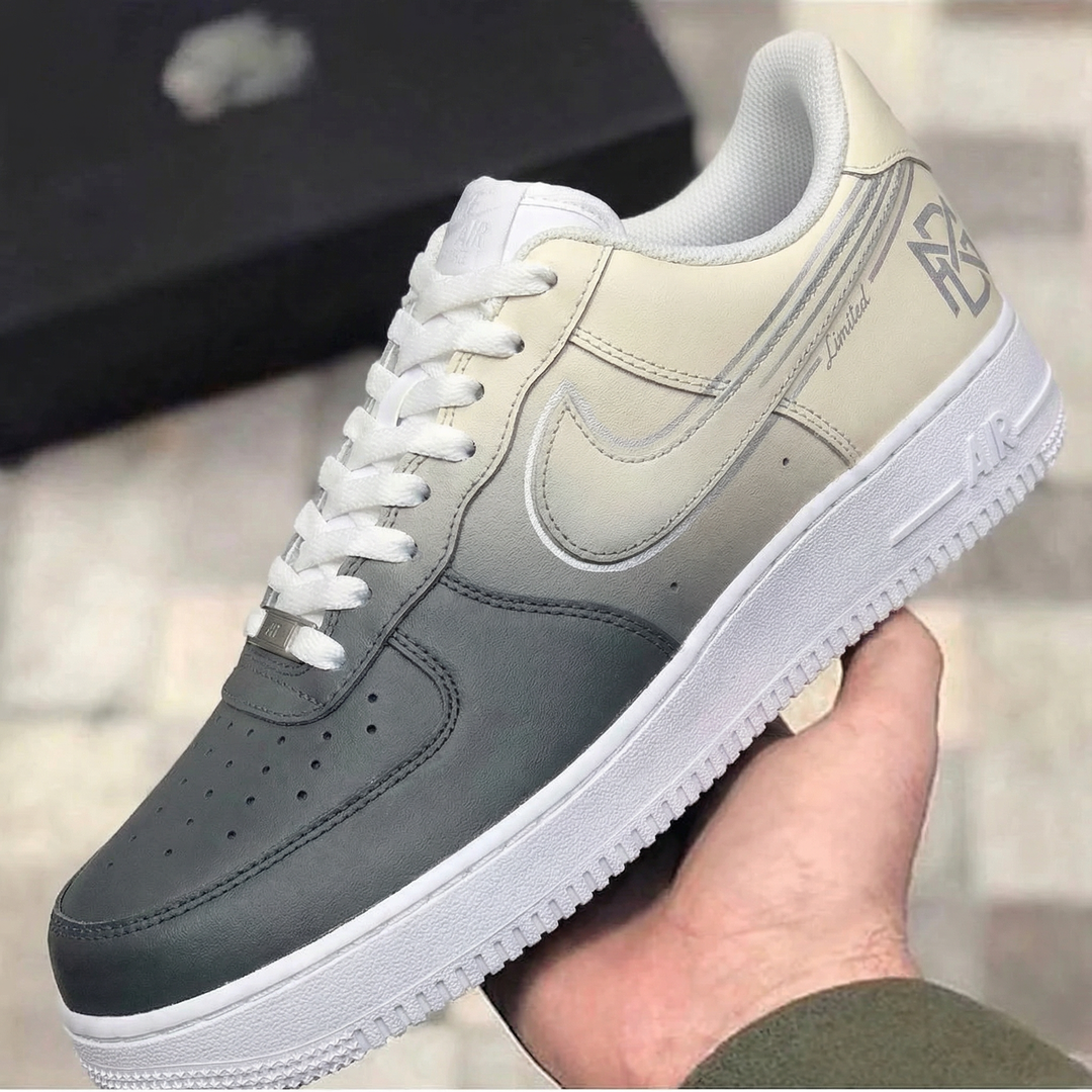 Custom Air Force 1 Beige Gray Logo Design