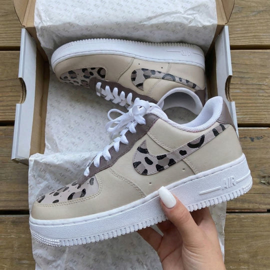 Custom Air Force 1 Beige Leopard Print