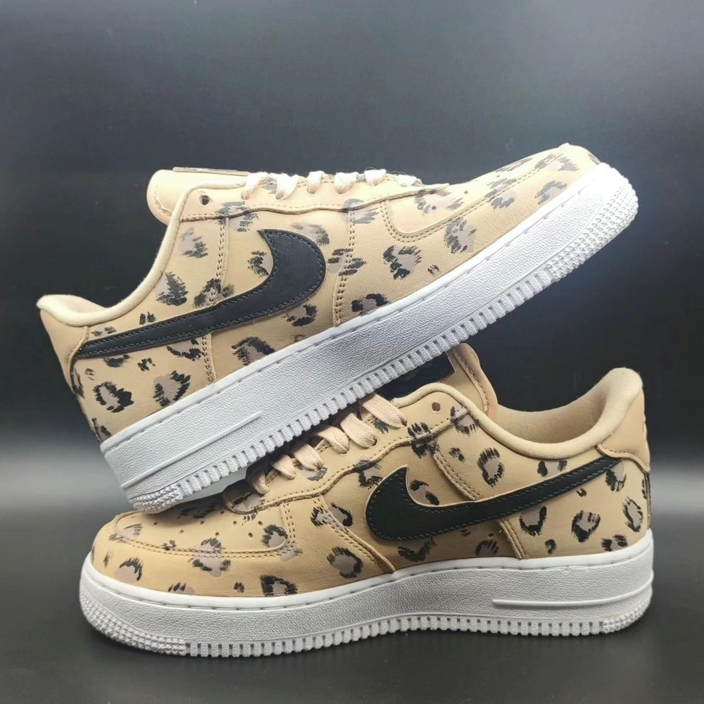 Custom Air Force 1 Beige Leopard Print