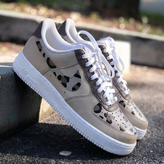 Custom Air Force 1 Beige Leopard Print