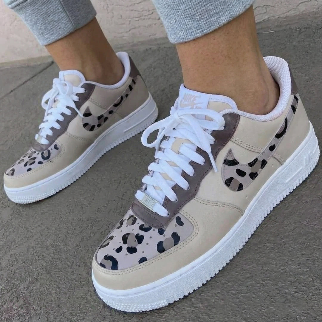 Custom Air Force 1 Beige Leopard Print