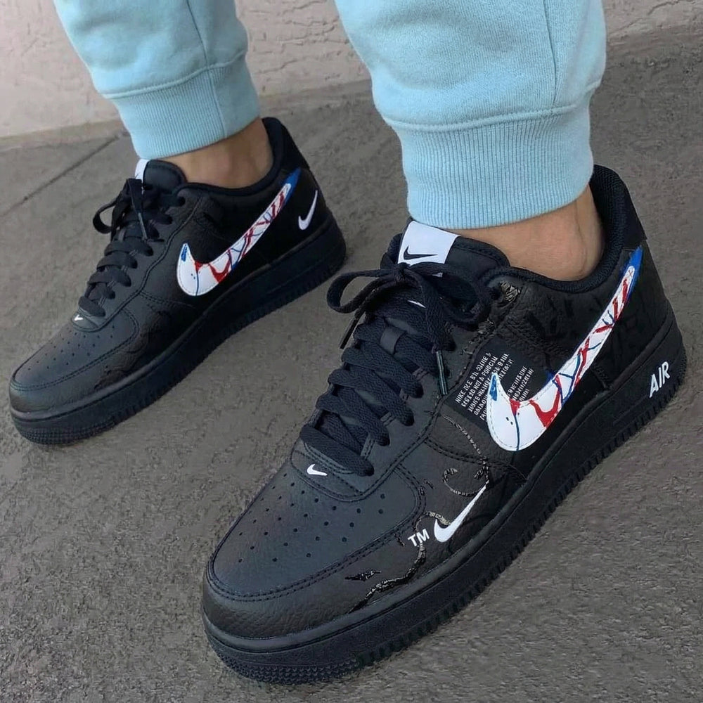 Custom Air Force 1 Black Abstract Pattern