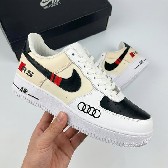 Custom Air Force 1 Black Beige GG Stripe Audi Logo RS