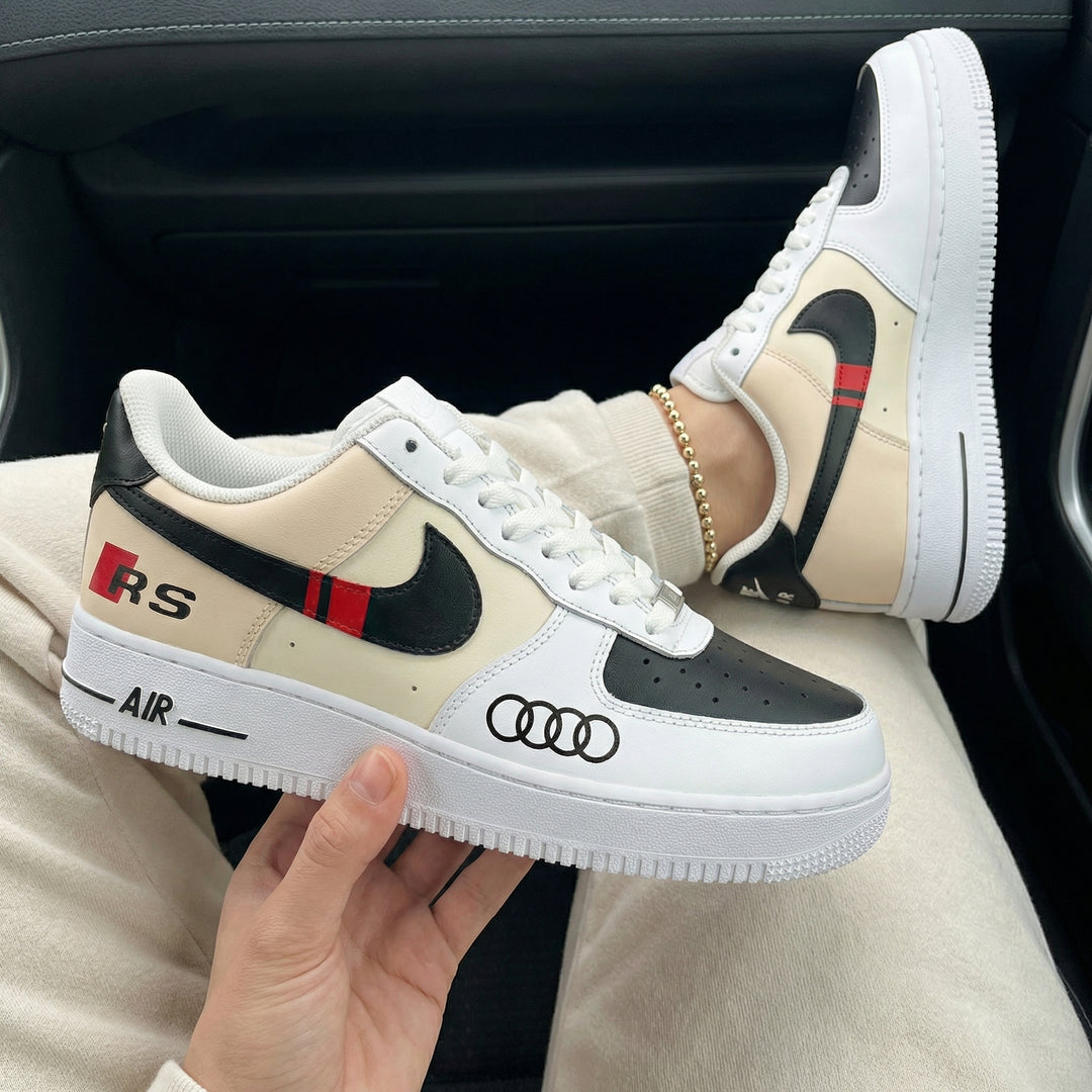 Custom Air Force 1 Black Beige GG Stripe Audi Logo RS