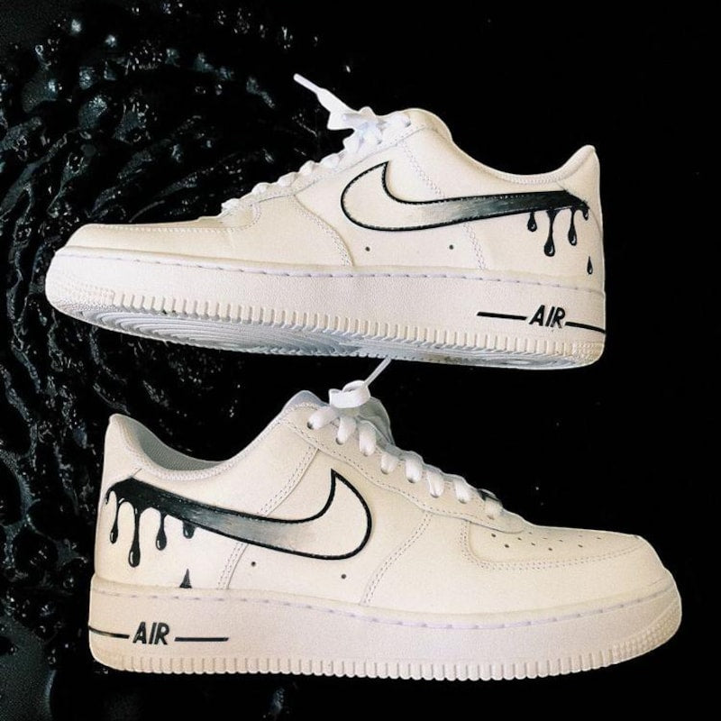 Custom Air Force 1 Black Drip Swoosh