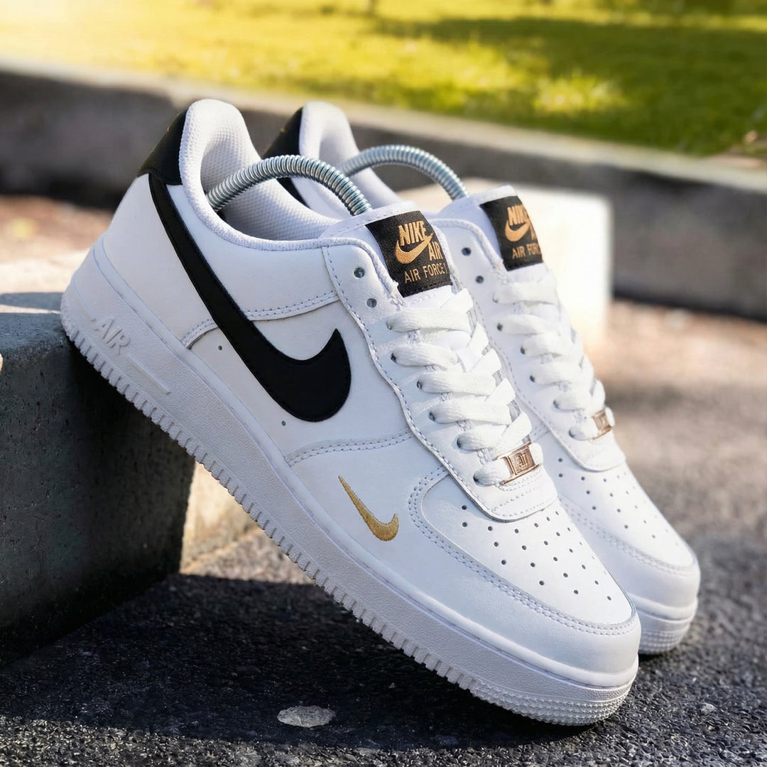 Custom Air Force 1 Black Gold Accents