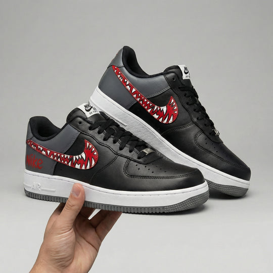 Custom Air Force 1 Black Gray RedStranger Things