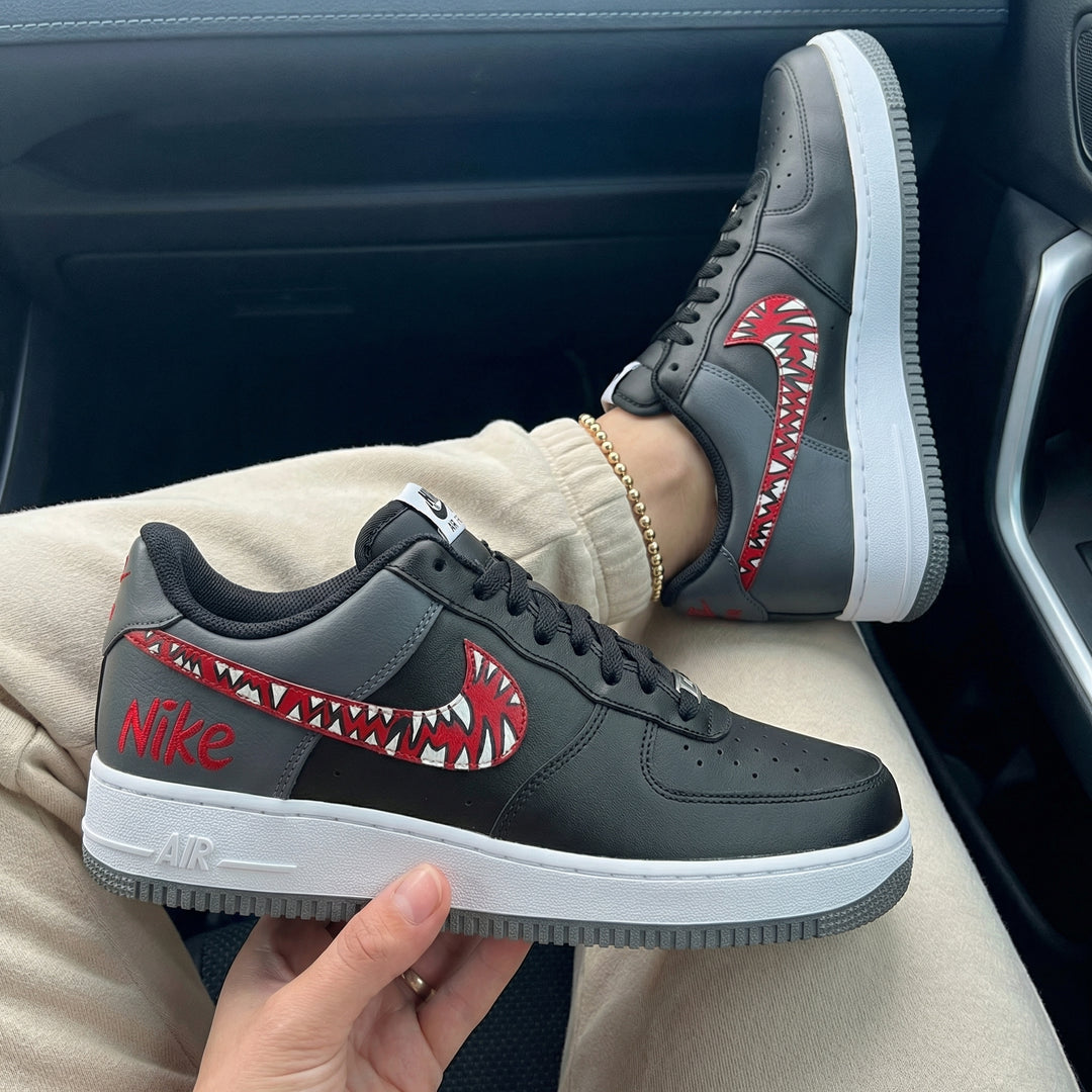 Custom Air Force 1 Black Gray RedStranger Things