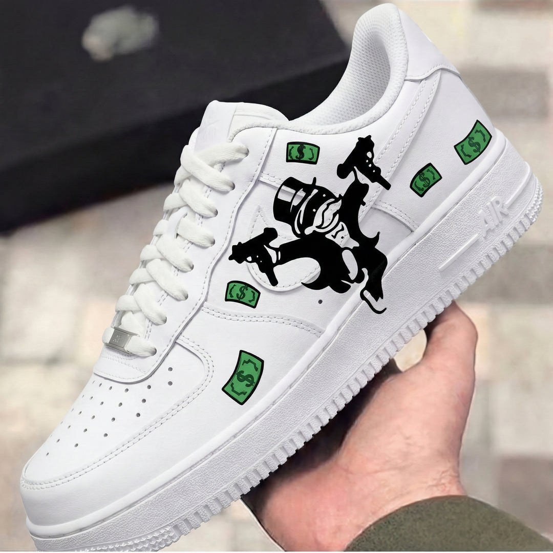 Custom Air Force 1 Monopoly Money Black Green Cartoon