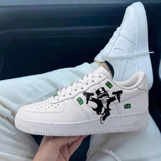 Custom Air Force 1 Monopoly Money Black Green Cartoon