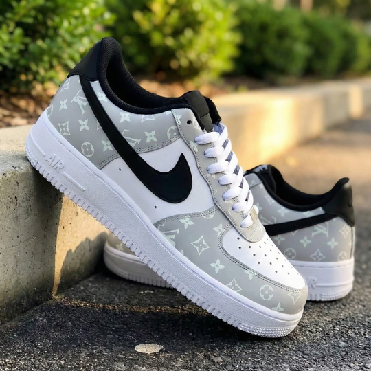 Custom Air Force 1 Black Grey LV Pattern