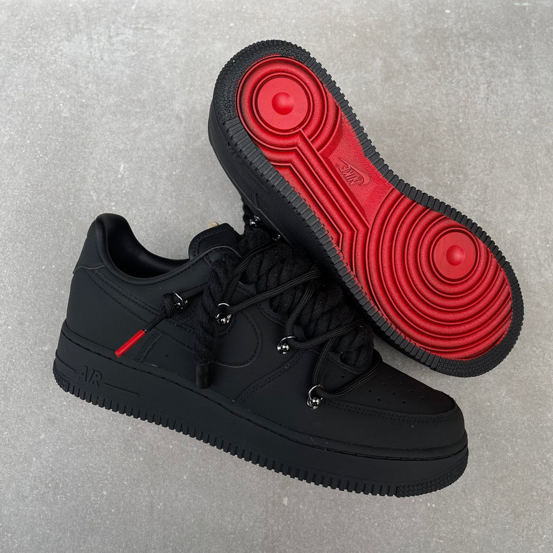Custom Air Force 1 Black Laces Red Sole