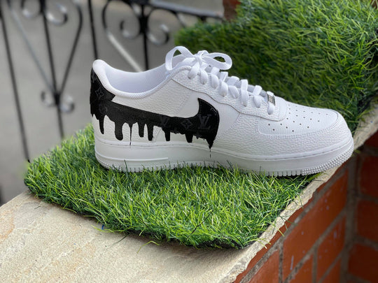 Custom Air Force 1 Black LV Drip Design