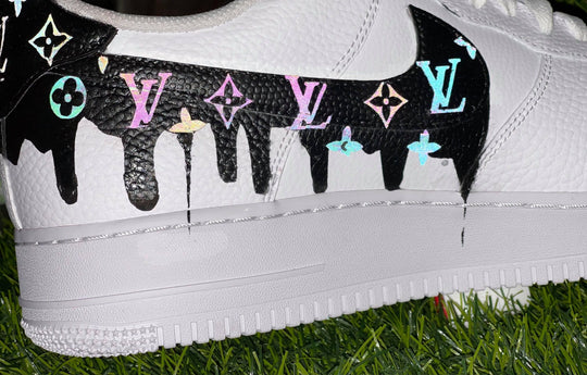 Custom Air Force 1 Black LV Drip Design