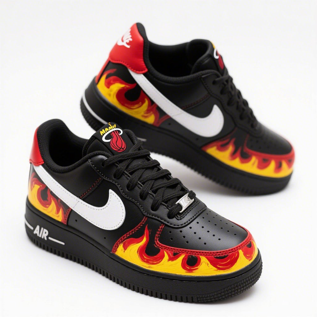 Custom Air Force 1 Black Miami Heat NBA 