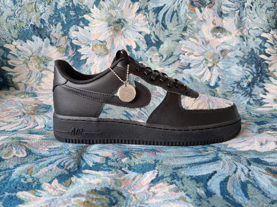 Custom Air Force 1 Black Oil Painting Floral Pattern