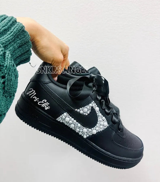 Custom Air Force 1 Black Pearl Embellishment