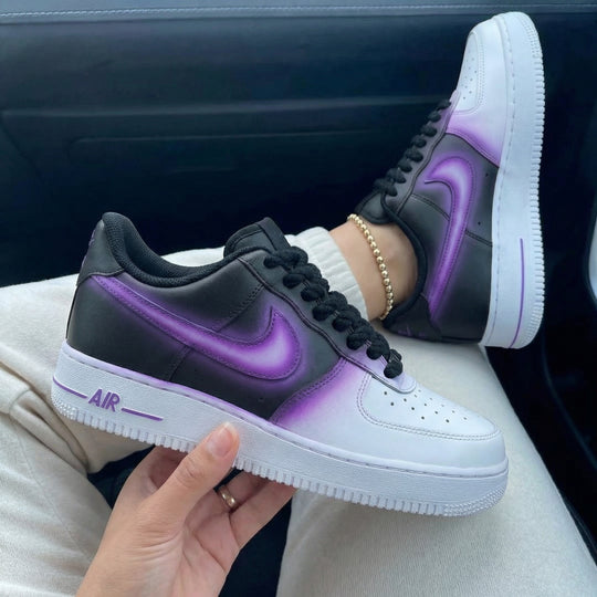 Custom Air Force 1 Black Purple Ombre Thick shoelace