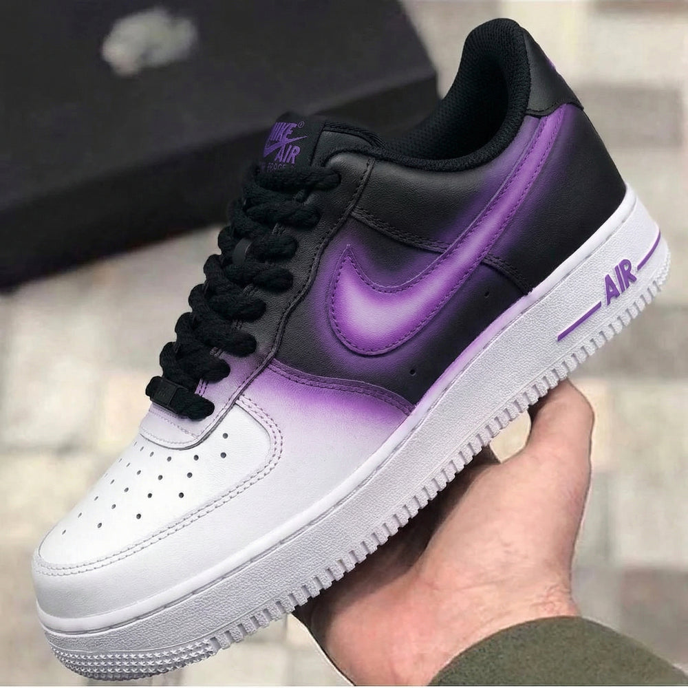 Custom Air Force 1 Black Purple Ombre Thick shoelace