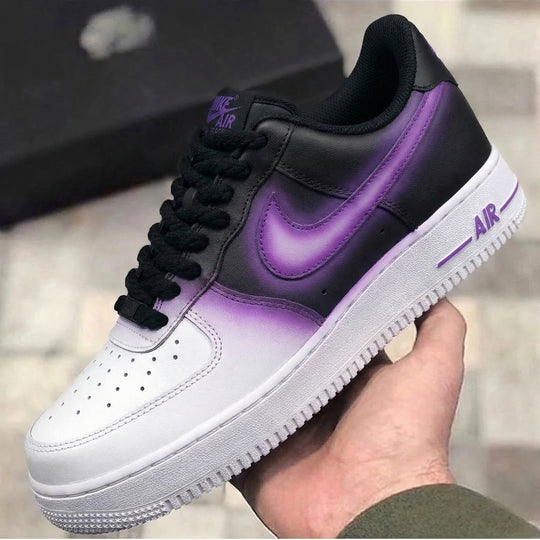 Custom Air Force 1 Black Purple Ombre Thick shoelace