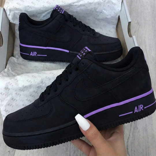 Custom Air Force 1 Black Purple Star Pattern