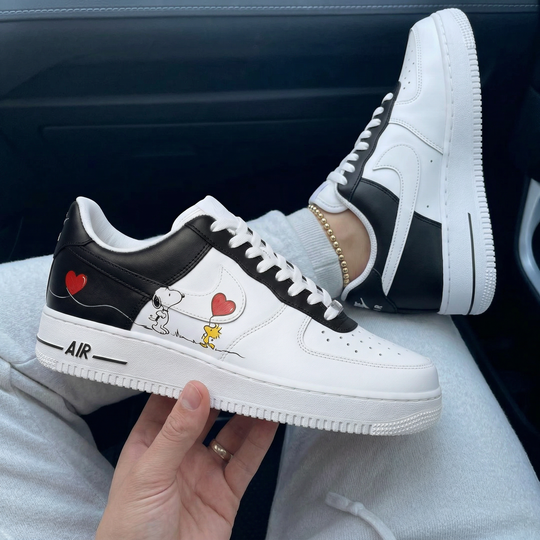 Custom Air Force 1 Black Snoopy Hearts