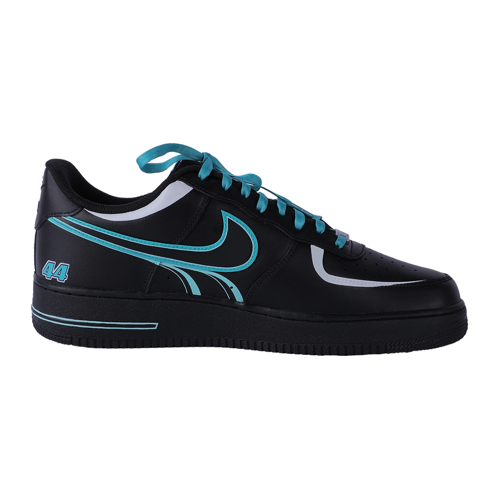 Custom Air Force 1 Black Teal Racing - Helmet And Logo Design