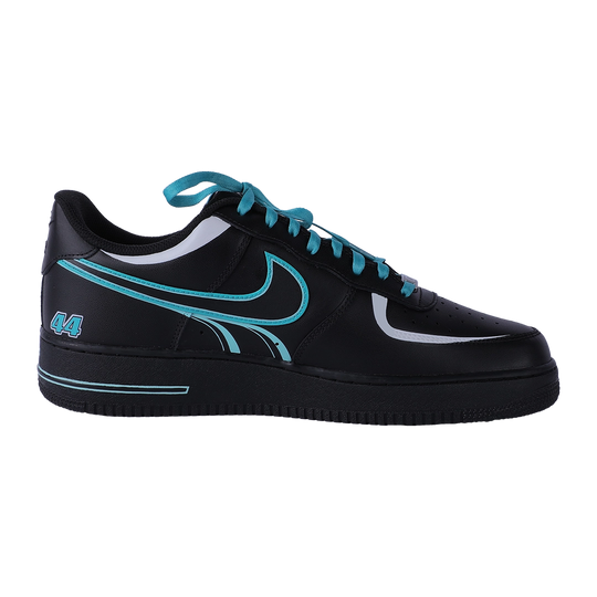 Custom Air Force 1 Black Teal Racing - Helmet And Logo Design
