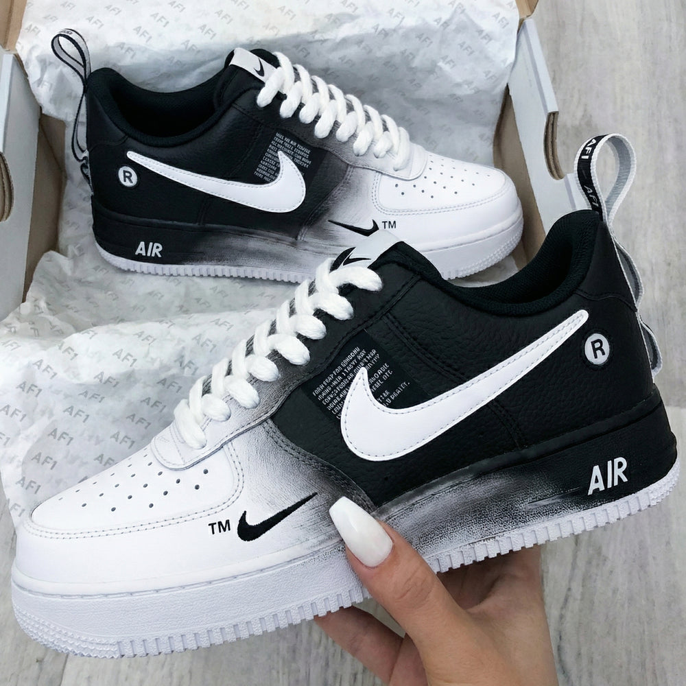 Custom Air Force 1 Black White Gradient Design