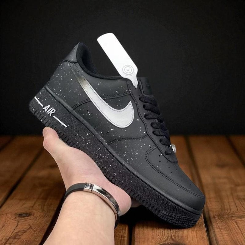 Custom Air Force 1 Black White Speckle Design