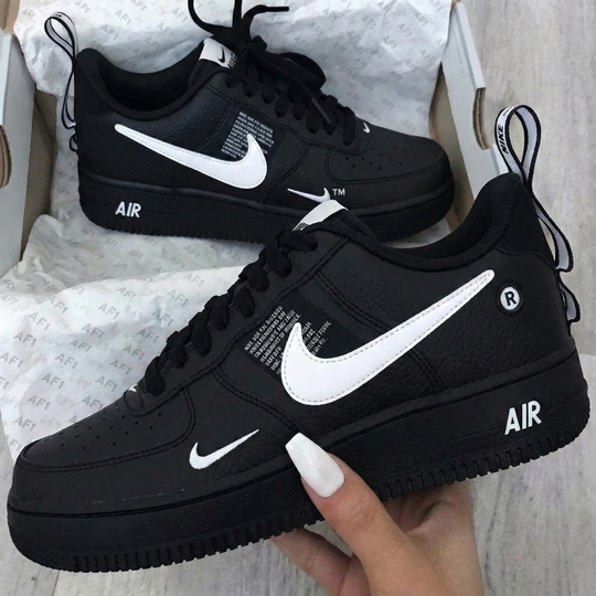 Custom Air Force 1 Black White Text Design
