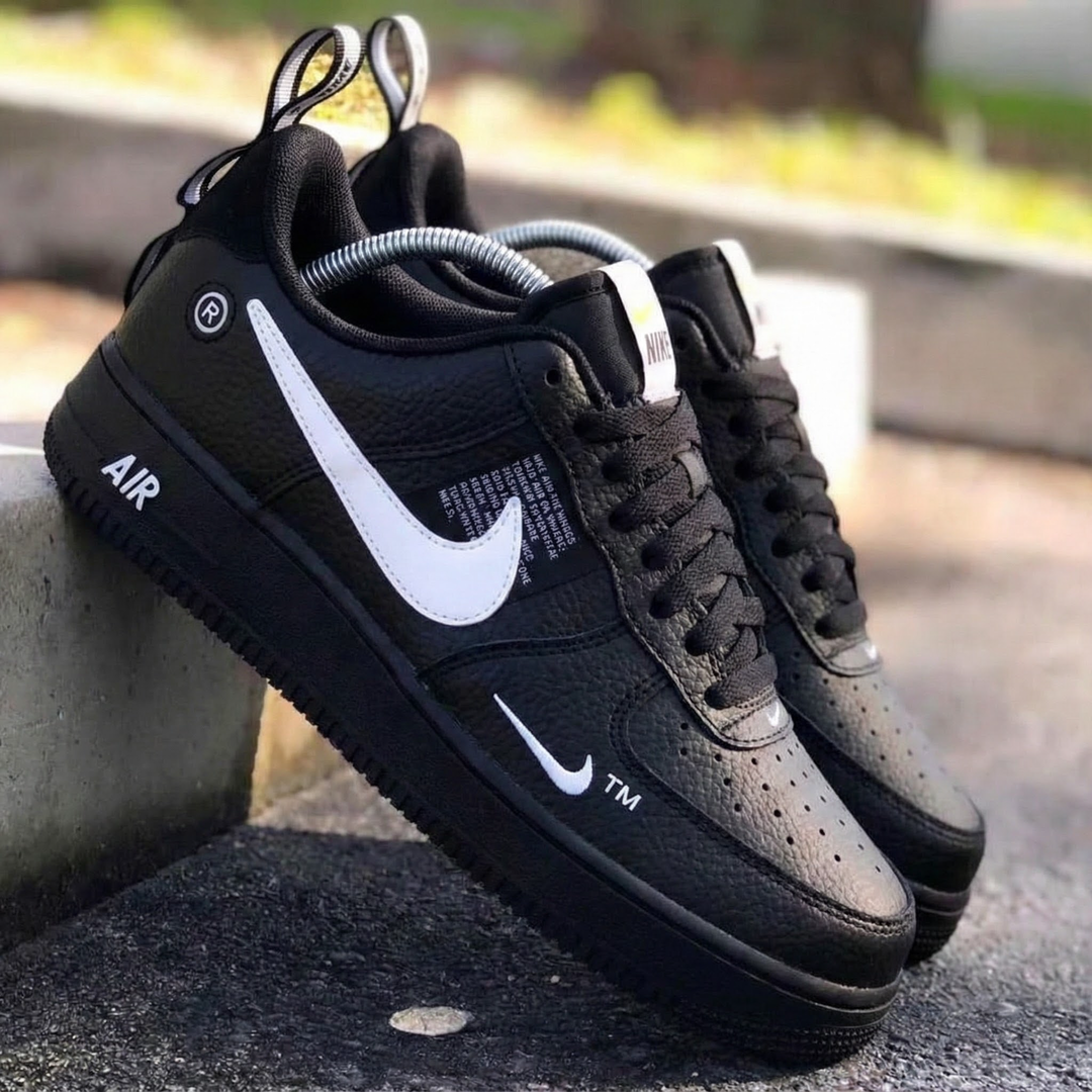 Custom Air Force 1 Black White Text Design