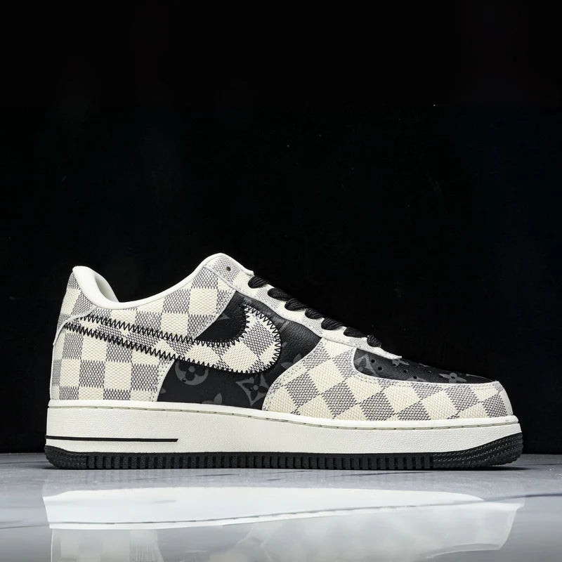 Custom Air Force 1 Black White With LV Checkerboard