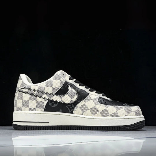 Custom Air Force 1 Black White With LV Checkerboard