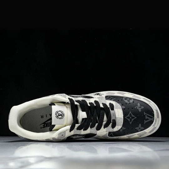 Custom Air Force 1 Black White With LV Checkerboard