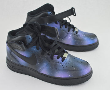 Custom Air Force 1 Black With Galaxy Pattern 