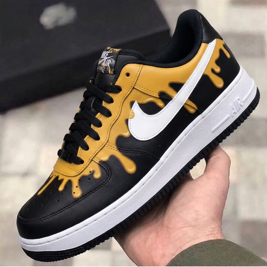 Custom Air Force 1 Black Yellow Drip