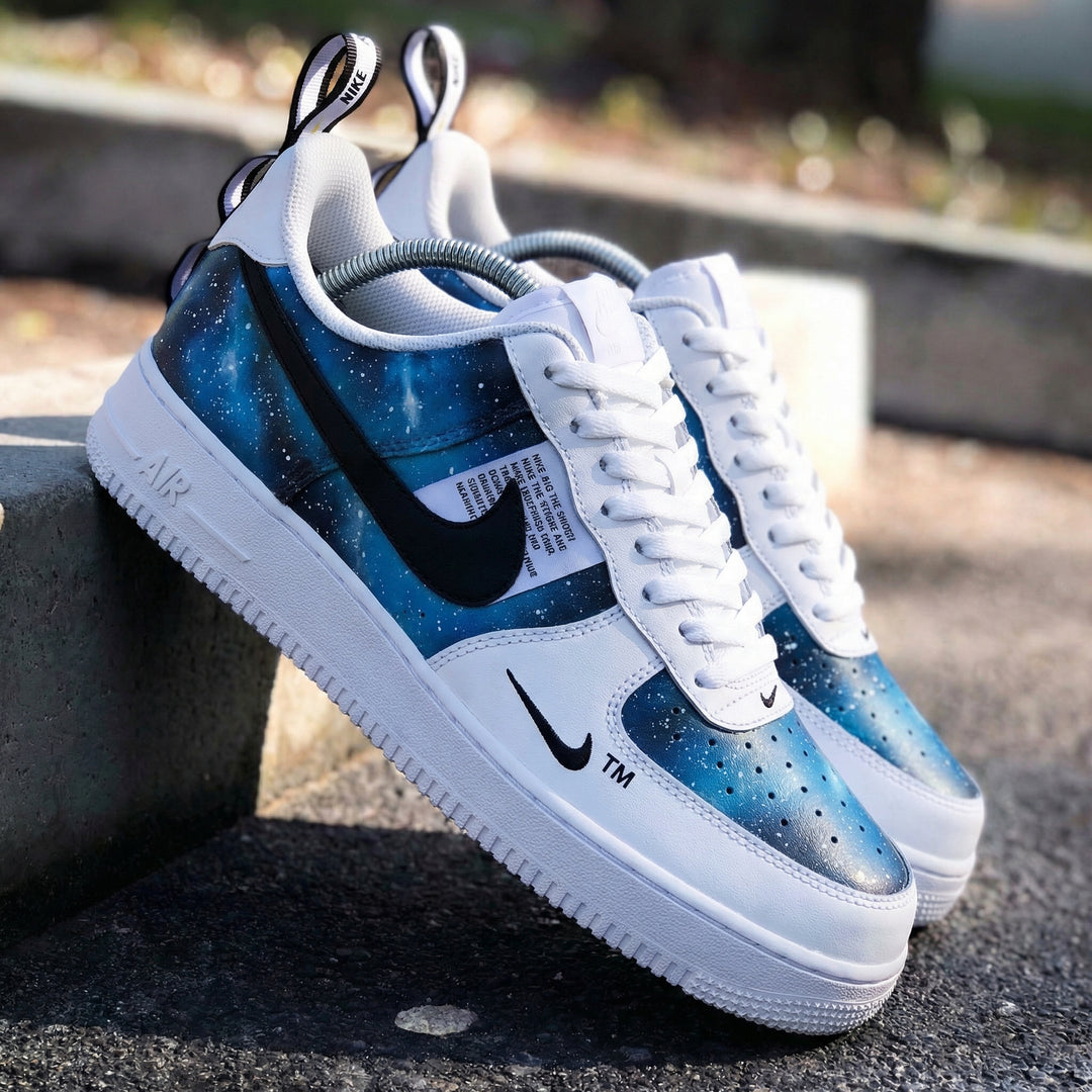 Custom Air Force 1 Blue Black Galaxy Print