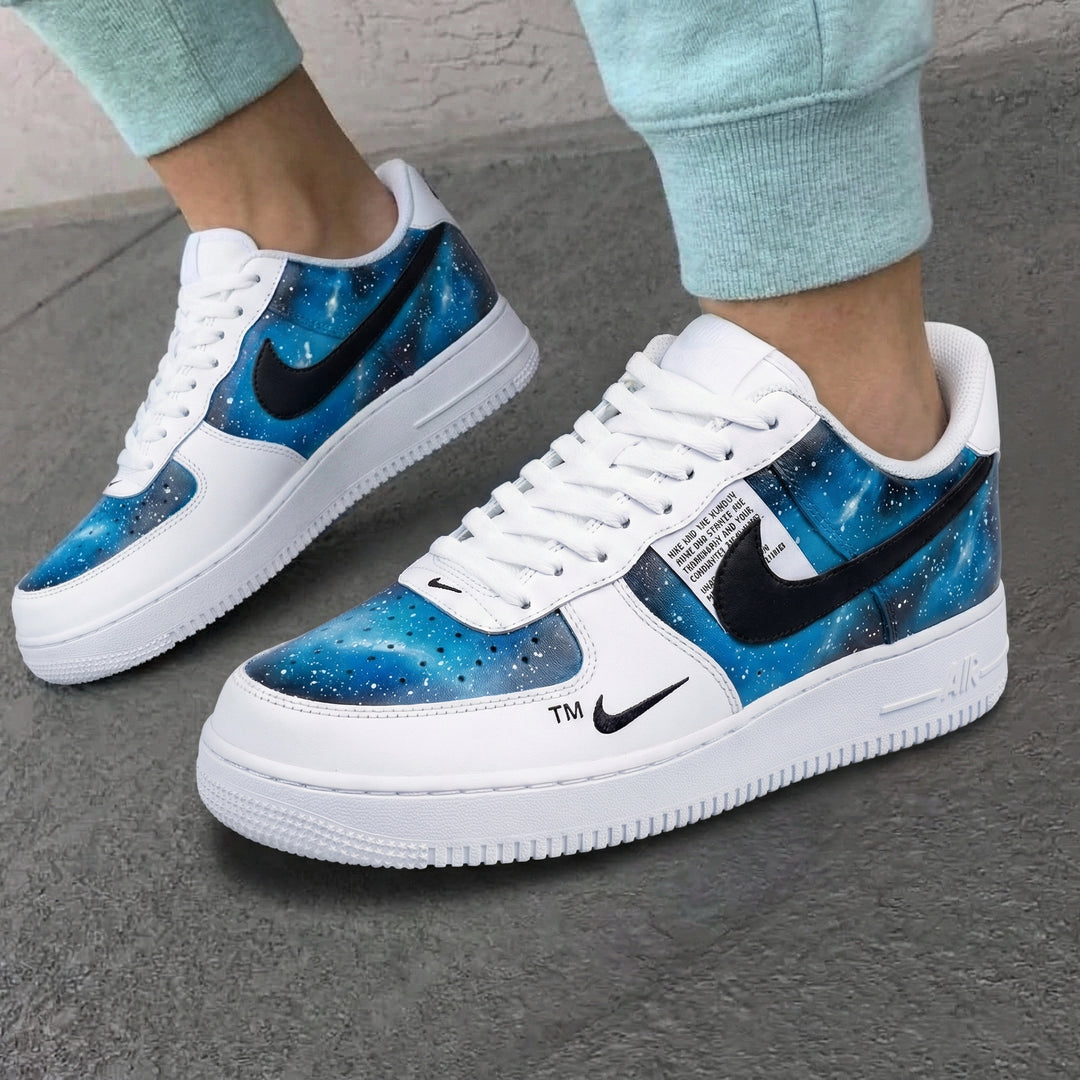 Custom Air Force 1 Blue Black Galaxy Print