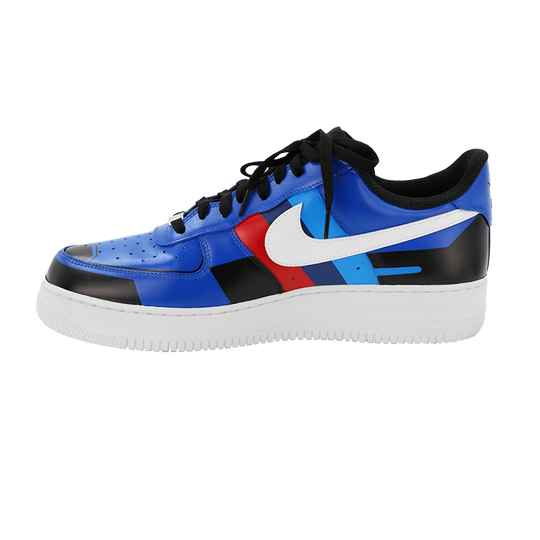 Custom Air Force 1 Blue Black Red With Geometric Patterns