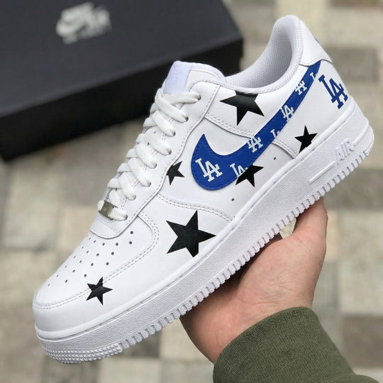 Custom Air Force 1 Blue Black Stars LA Logo