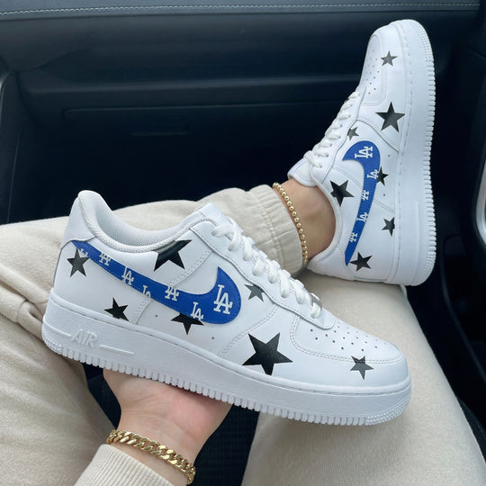 Custom Air Force 1 Blue Black Stars LA Logo
