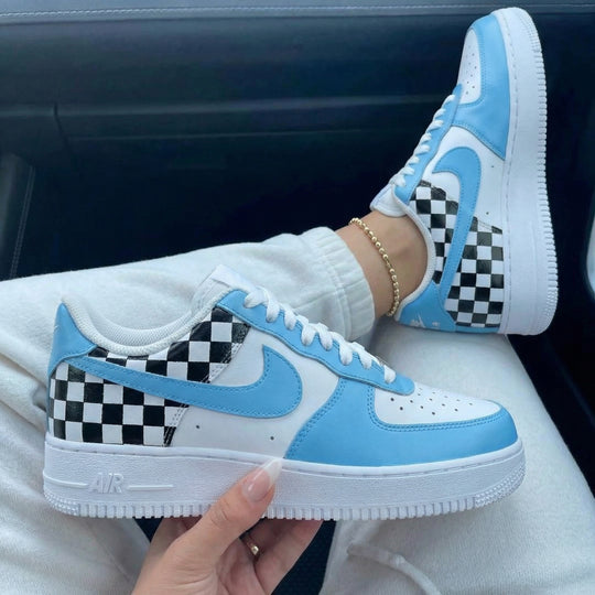 Custom Air Force 1 Blue Checkerboard